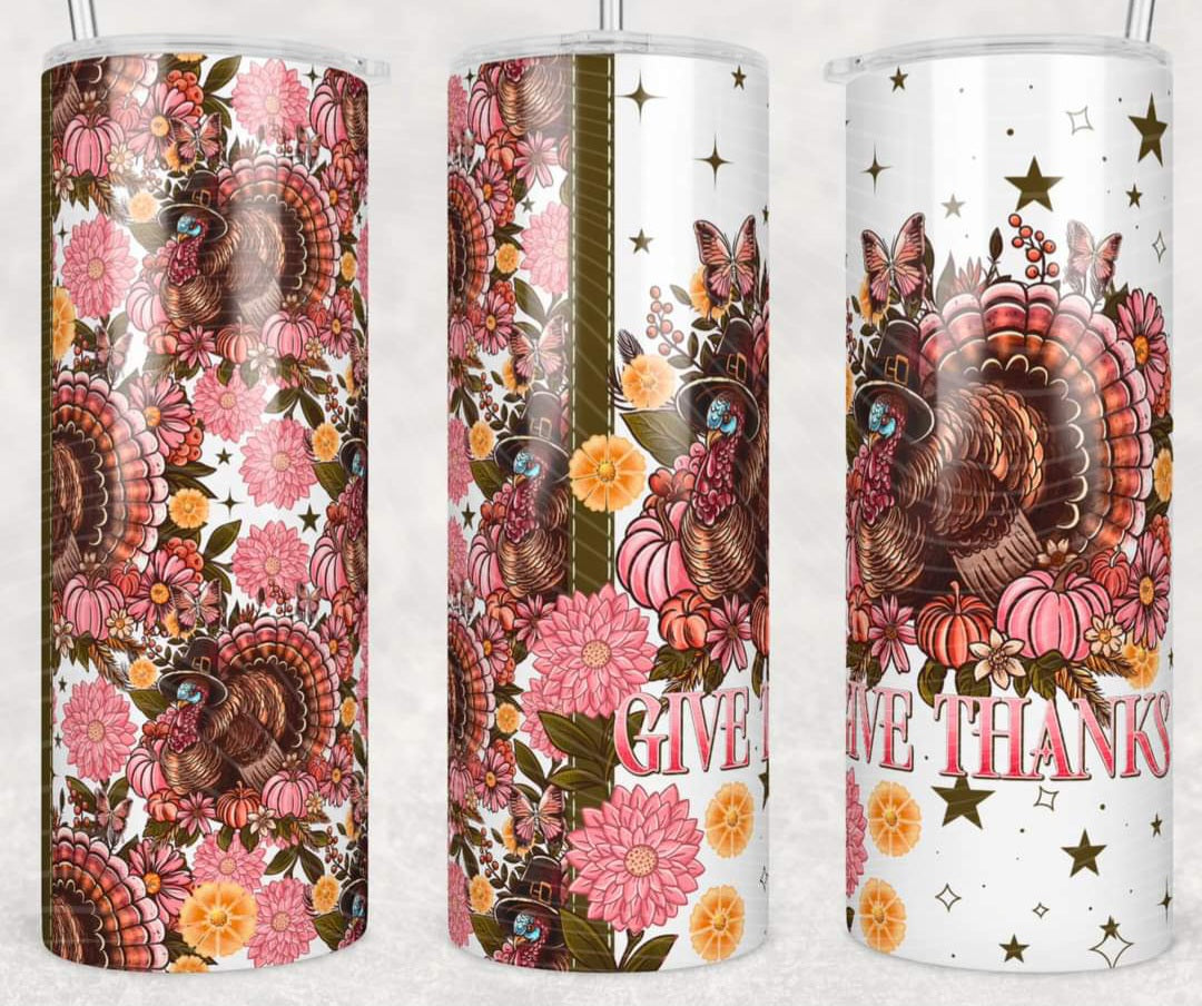 Give Thanks 20oz Skinny Tumbler