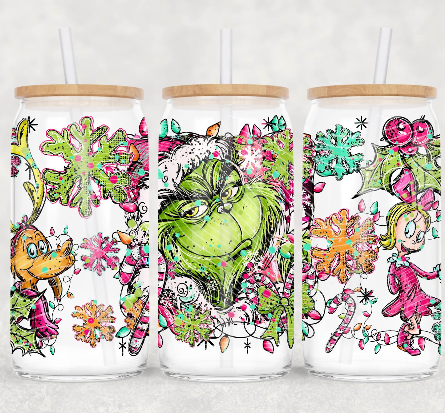 16oz. Glass Can Cup- Pick Your Design