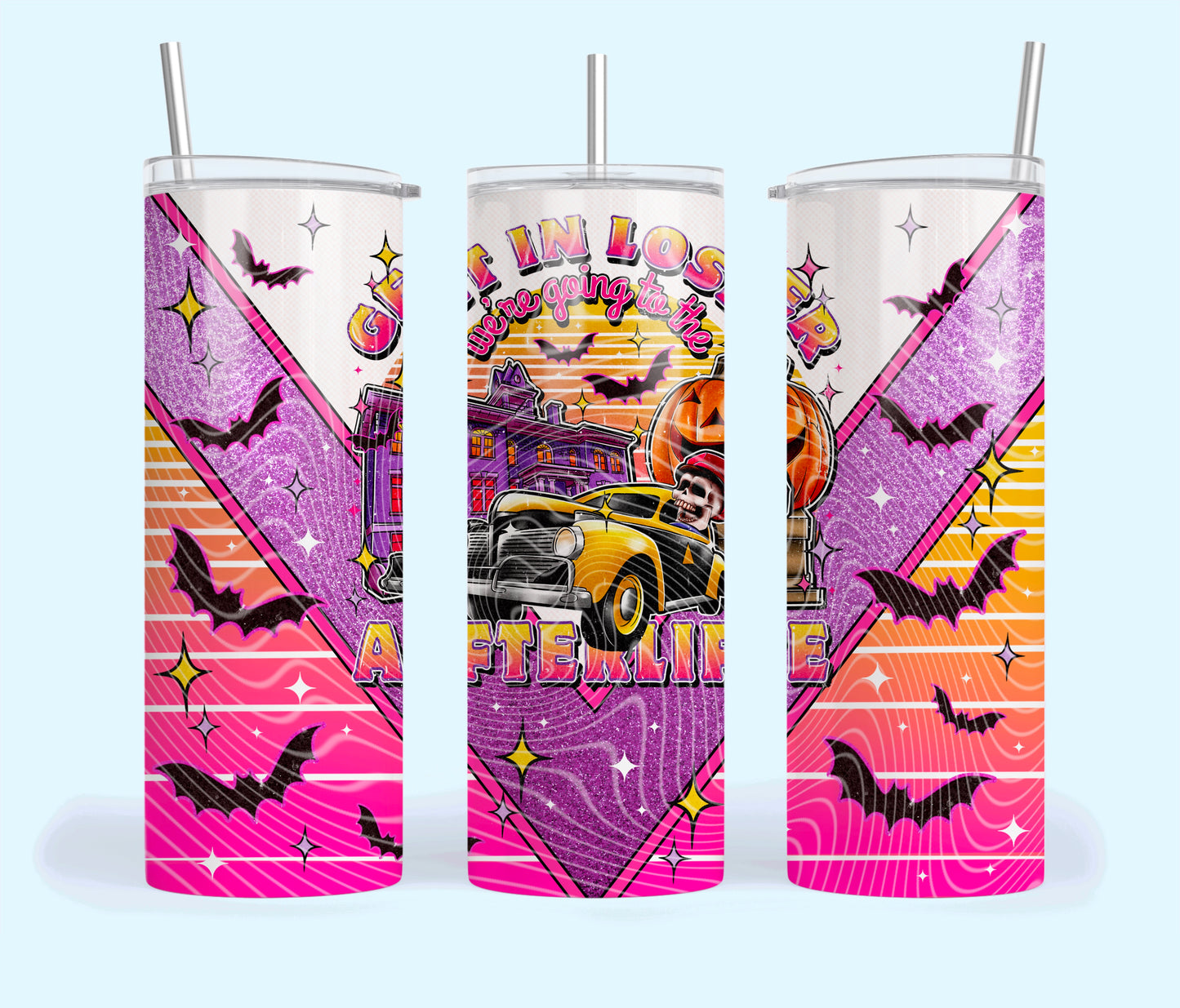 We're Going To The Afterlife 20oz Skinny Tumbler w/ Handle