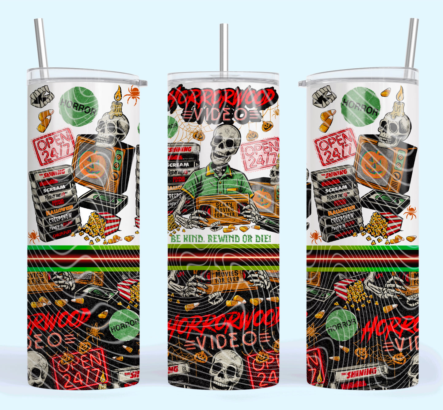 Horrorwood Video 20oz Skinny Tumbler