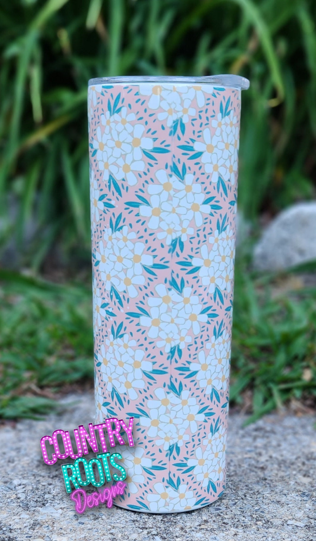 Personalized Floral Mama, nana, grammy, etc.. 20oz Skinny Tumbler