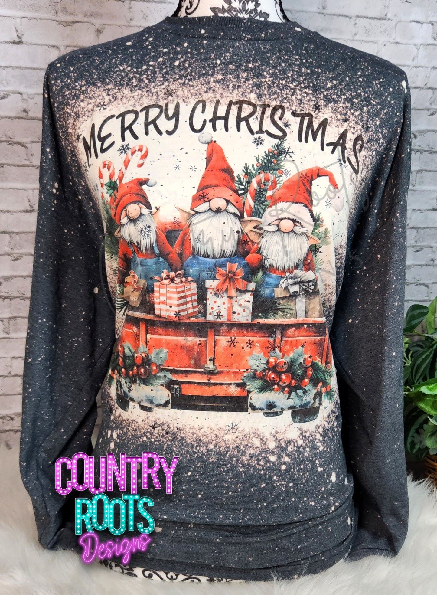 Merry Christmas Gnomes Truck- LS Tee