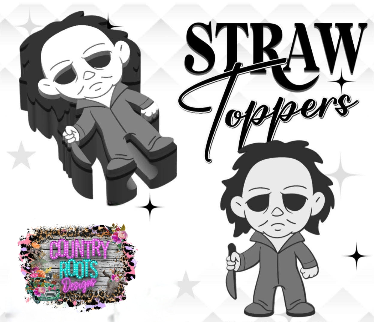 Michael 3D Straw Topper