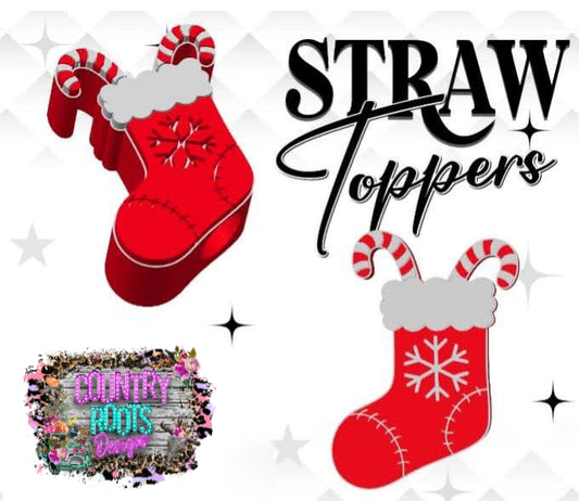 Stocking 3D Straw Topper