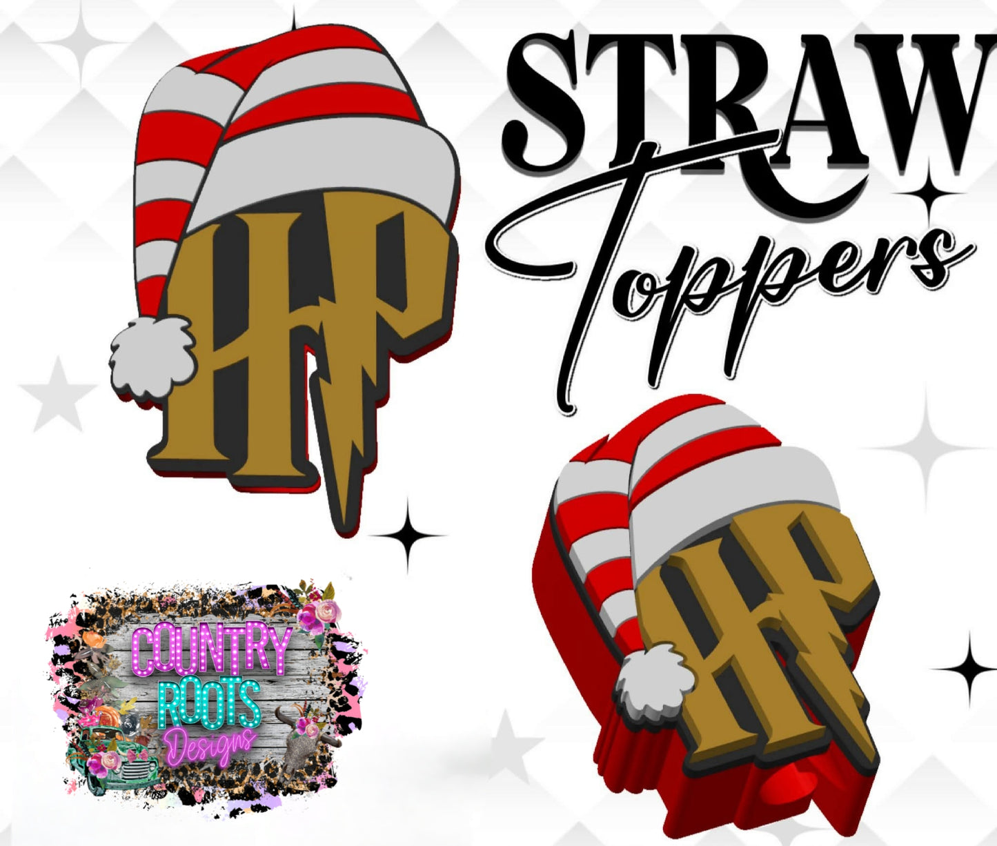 Gold HP 3D Straw Topper