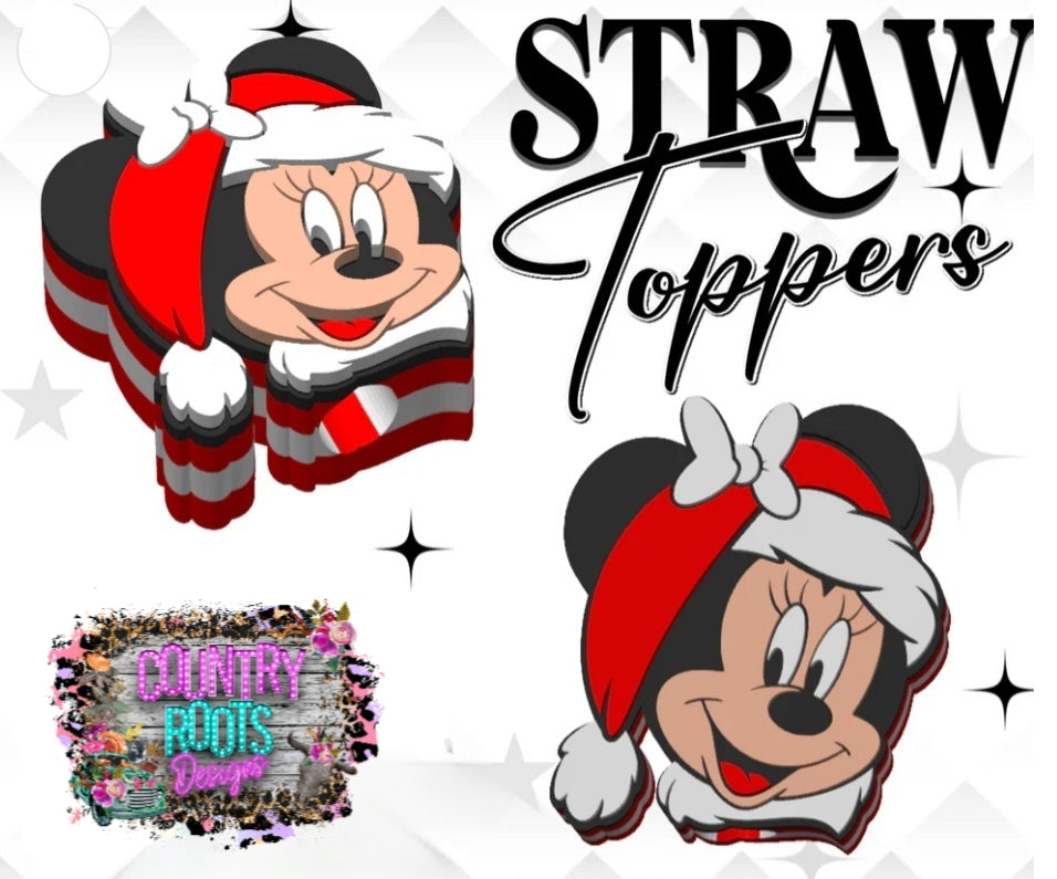 Christmas Girl Mouse 3D Straw Topper