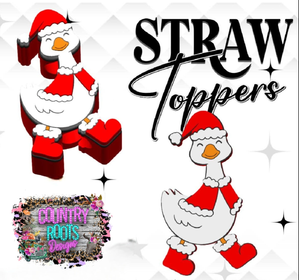 RTS Christmas Goose 3D Straw Topper