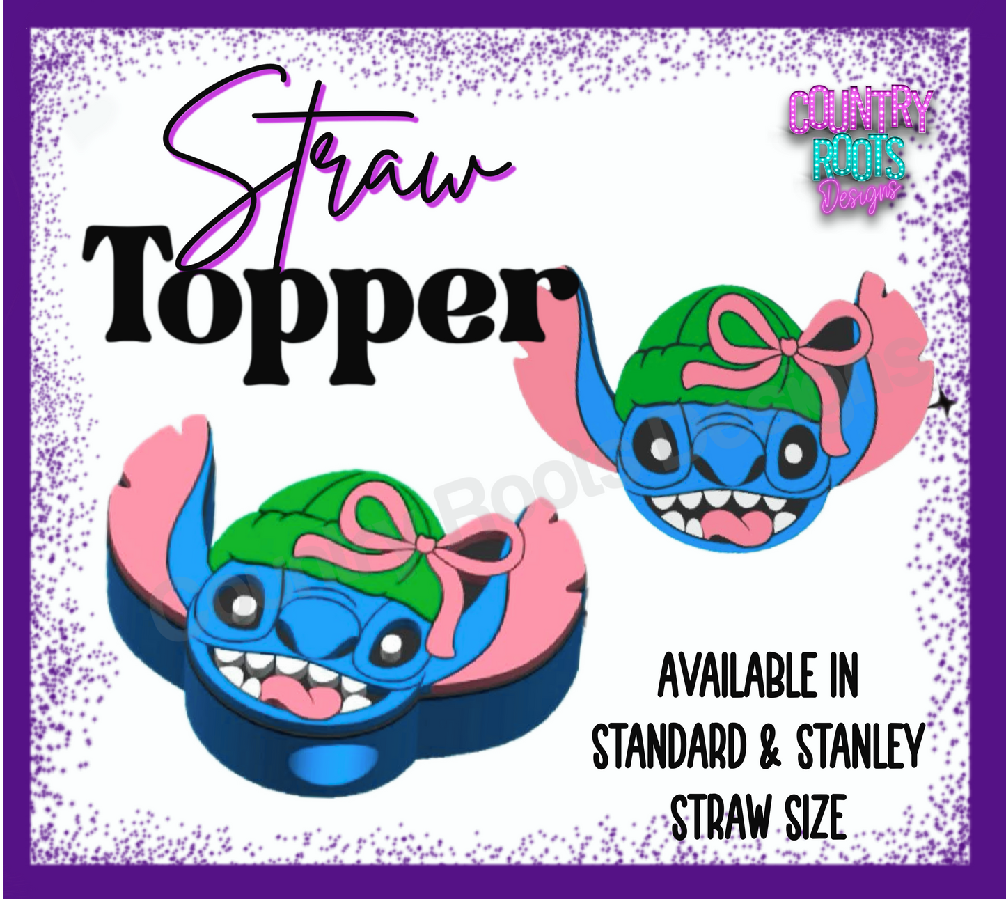 Blue Stit_ch 3D Straw Topper