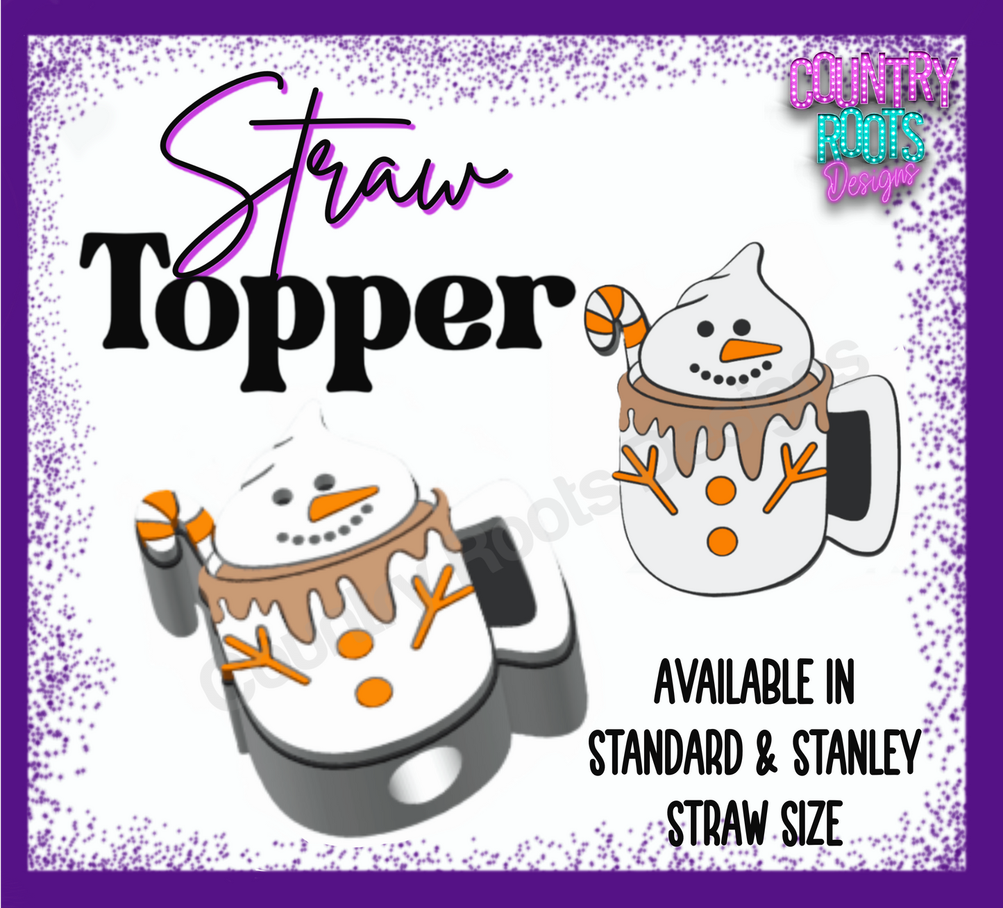 Snowman Hot Cocoa 3D Straw Topper