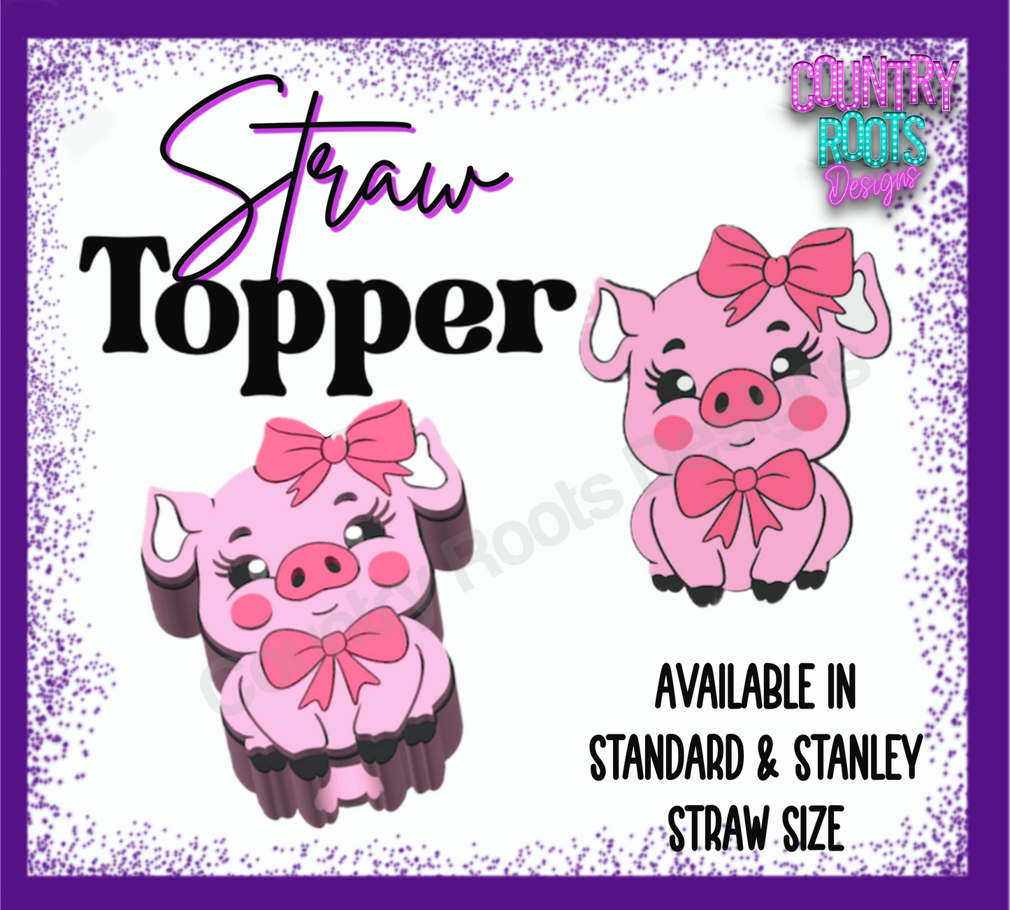 Piggy 3D Straw Topper