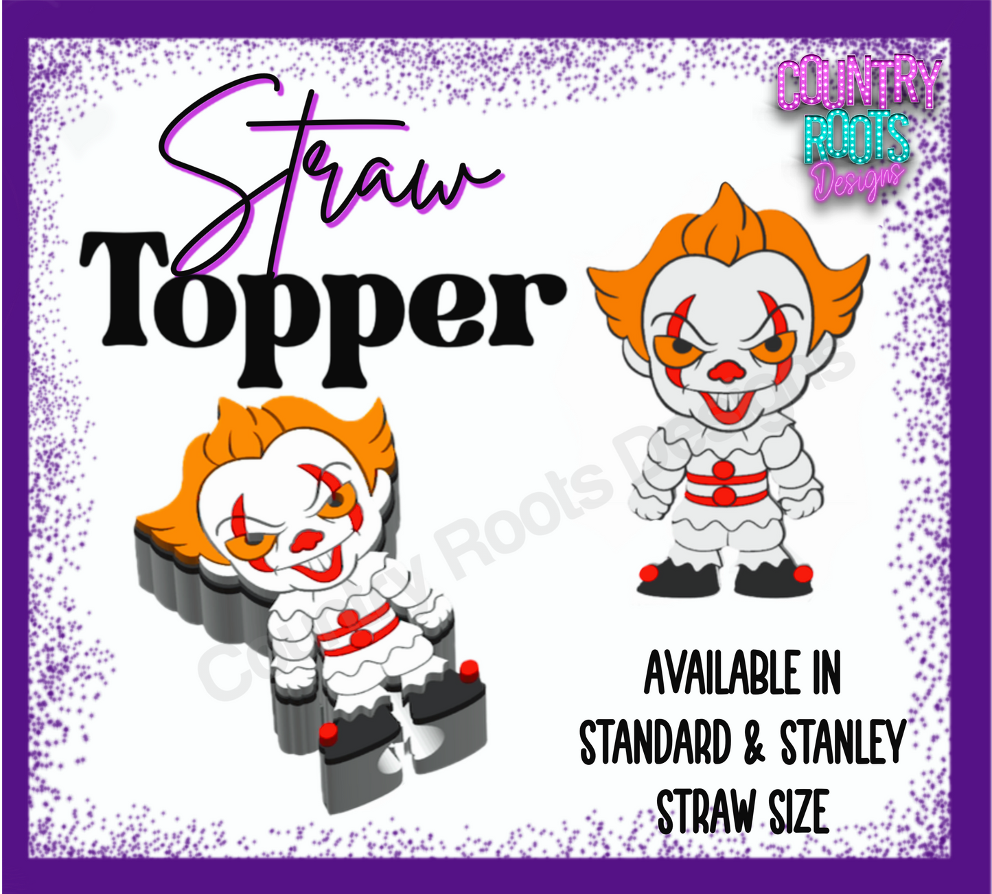 RTS Clown 3D Straw Topper