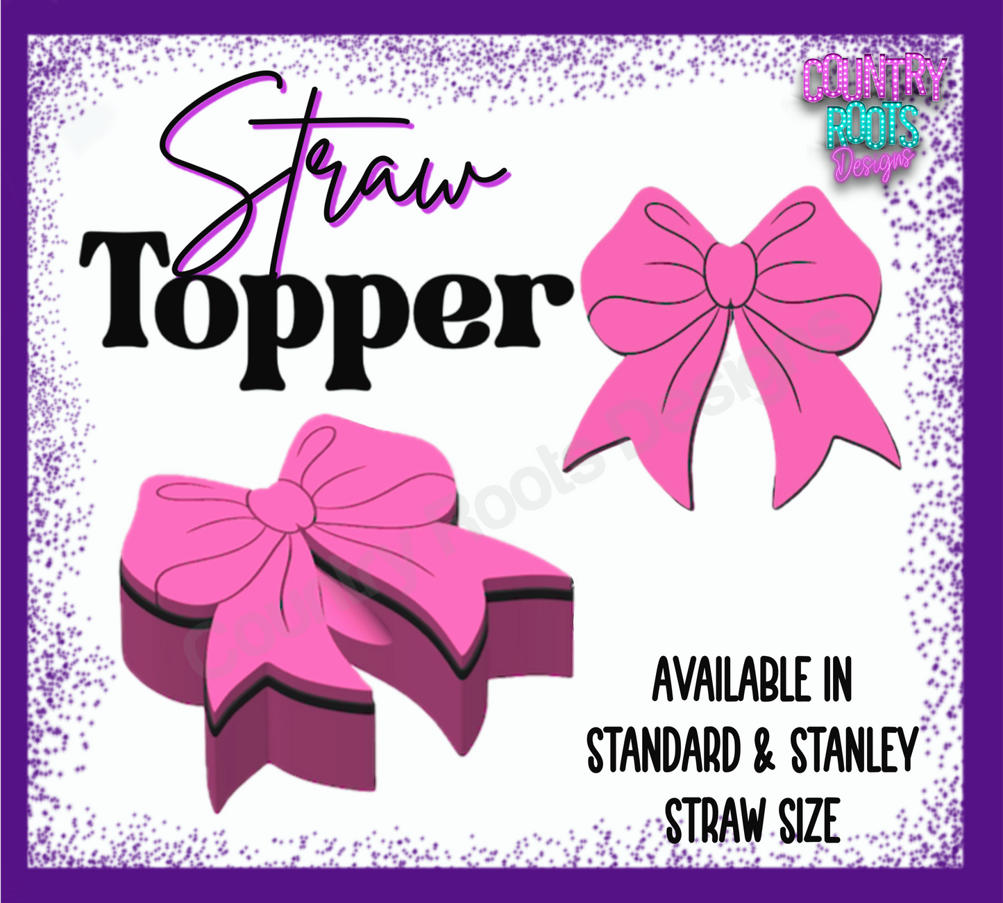 RTS Pink Bow 3D Straw Topper