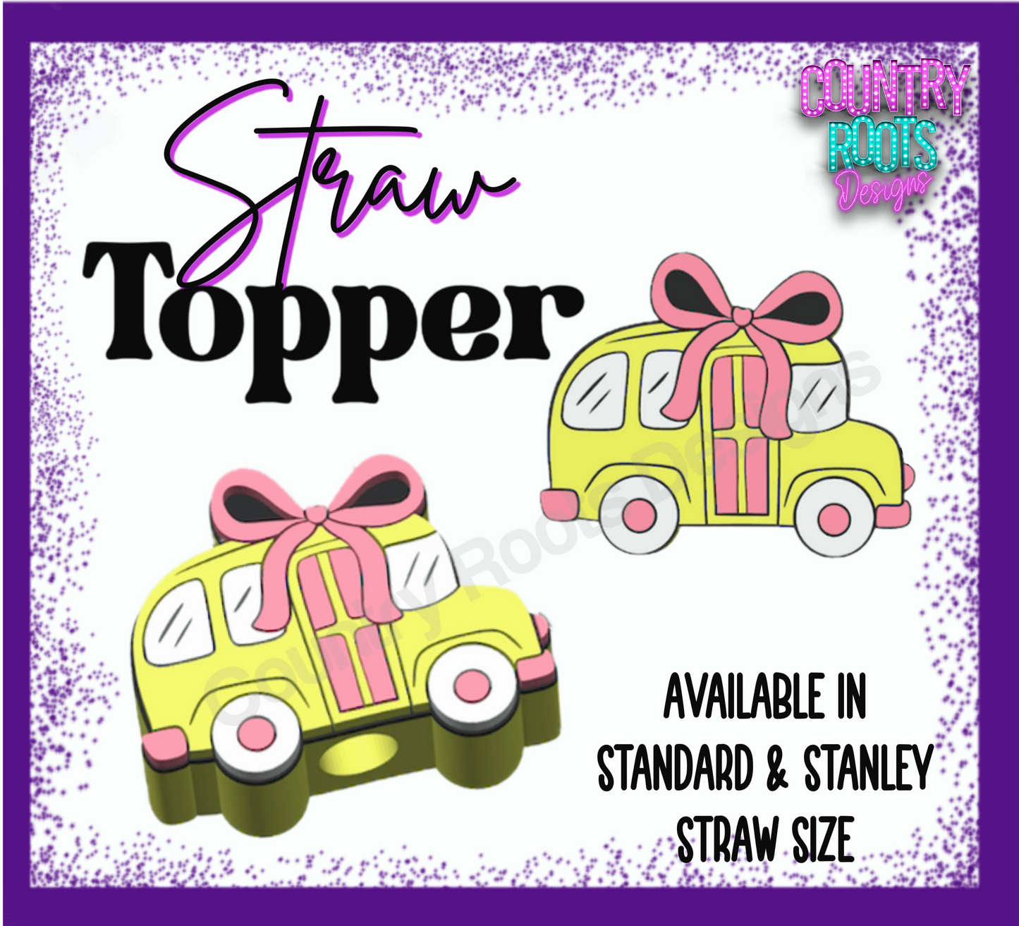 School Bus 3D Straw Topper