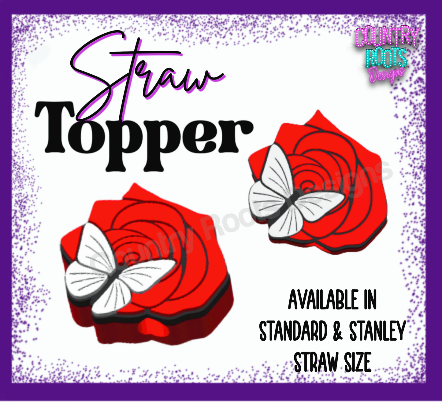 RTS Rose/Butterfly 3D Straw Topper
