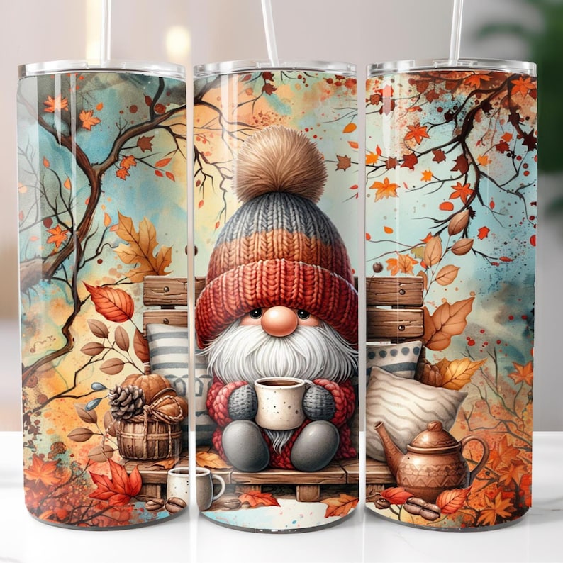 Autumn Gnome 20oz Skinny Tumbler