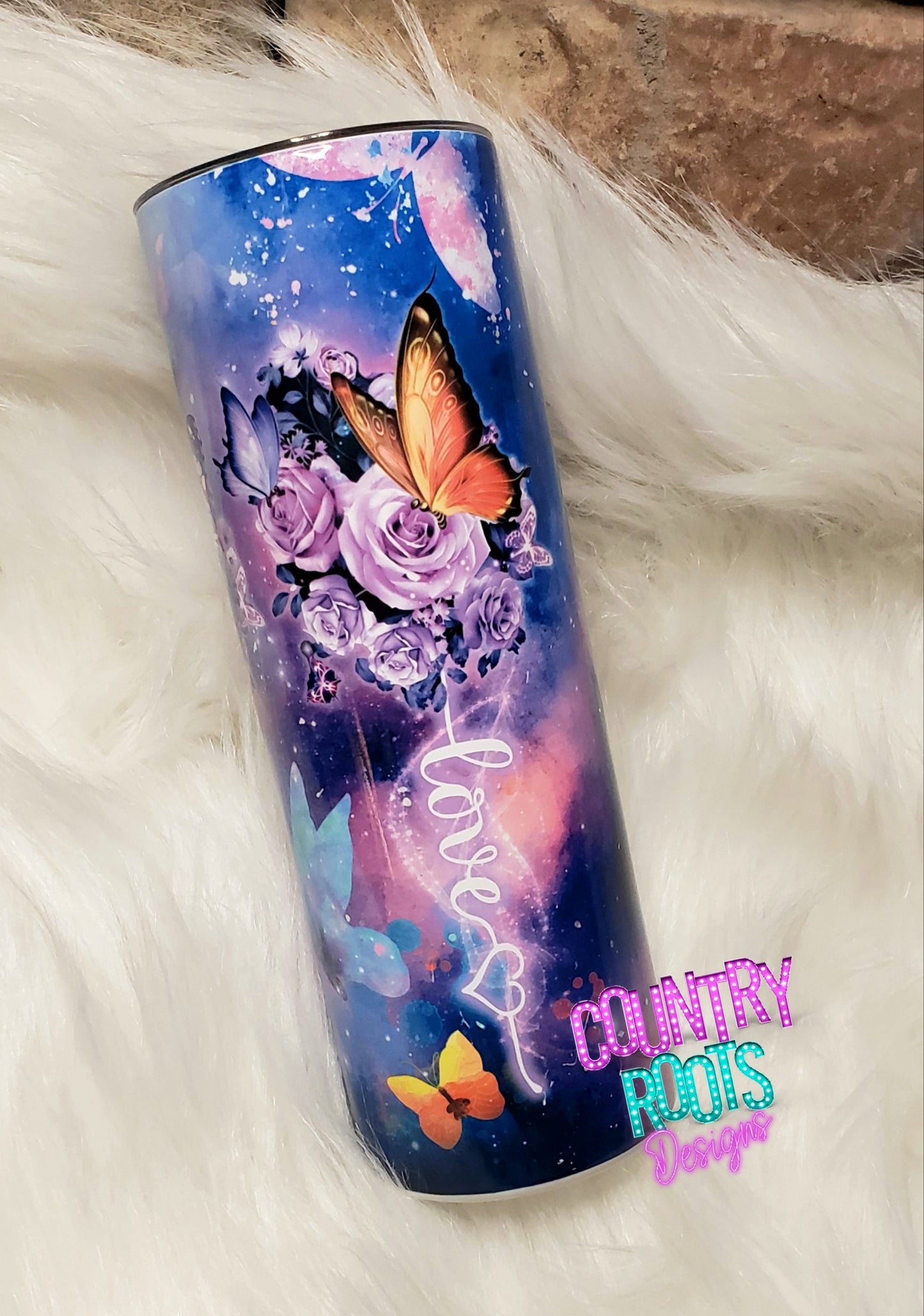 Faith Hope Love Butterflies 20oz Skinny Tumbler