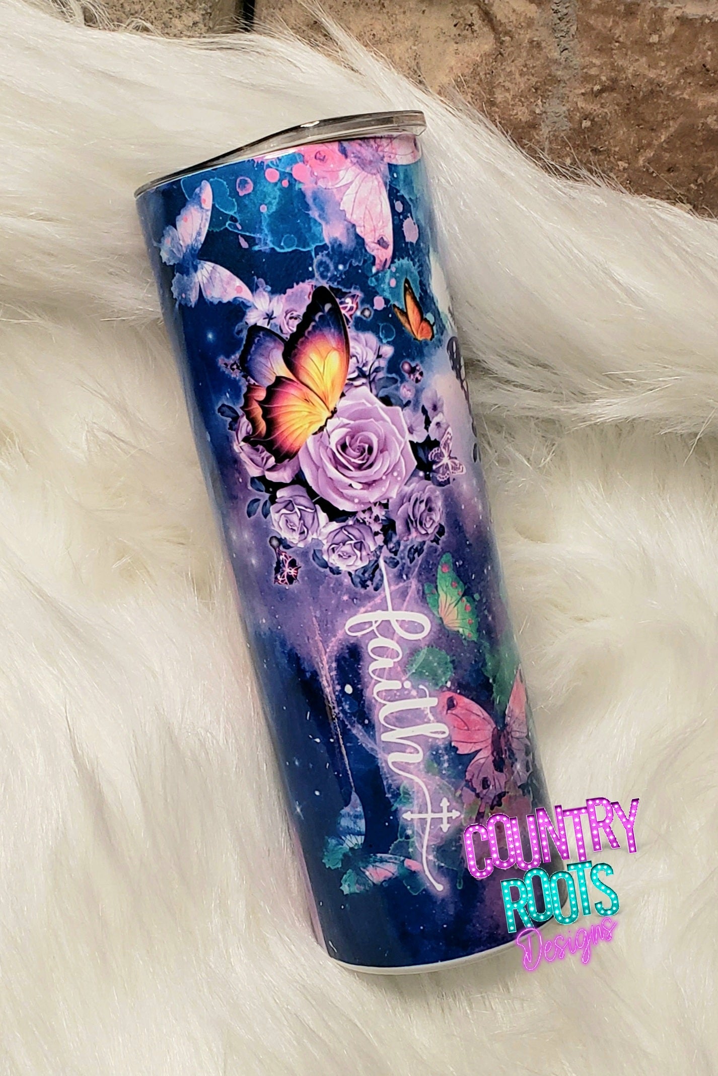 Faith Hope Love Butterflies 20oz Skinny Tumbler