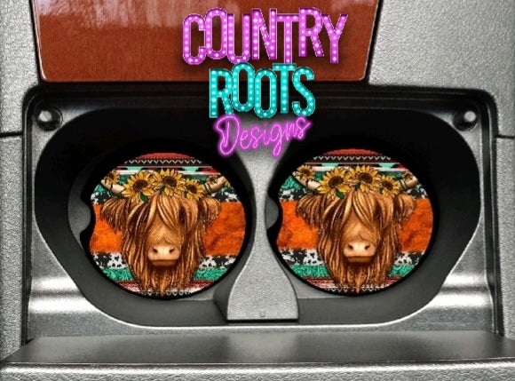 Highland Cow Car Coasters