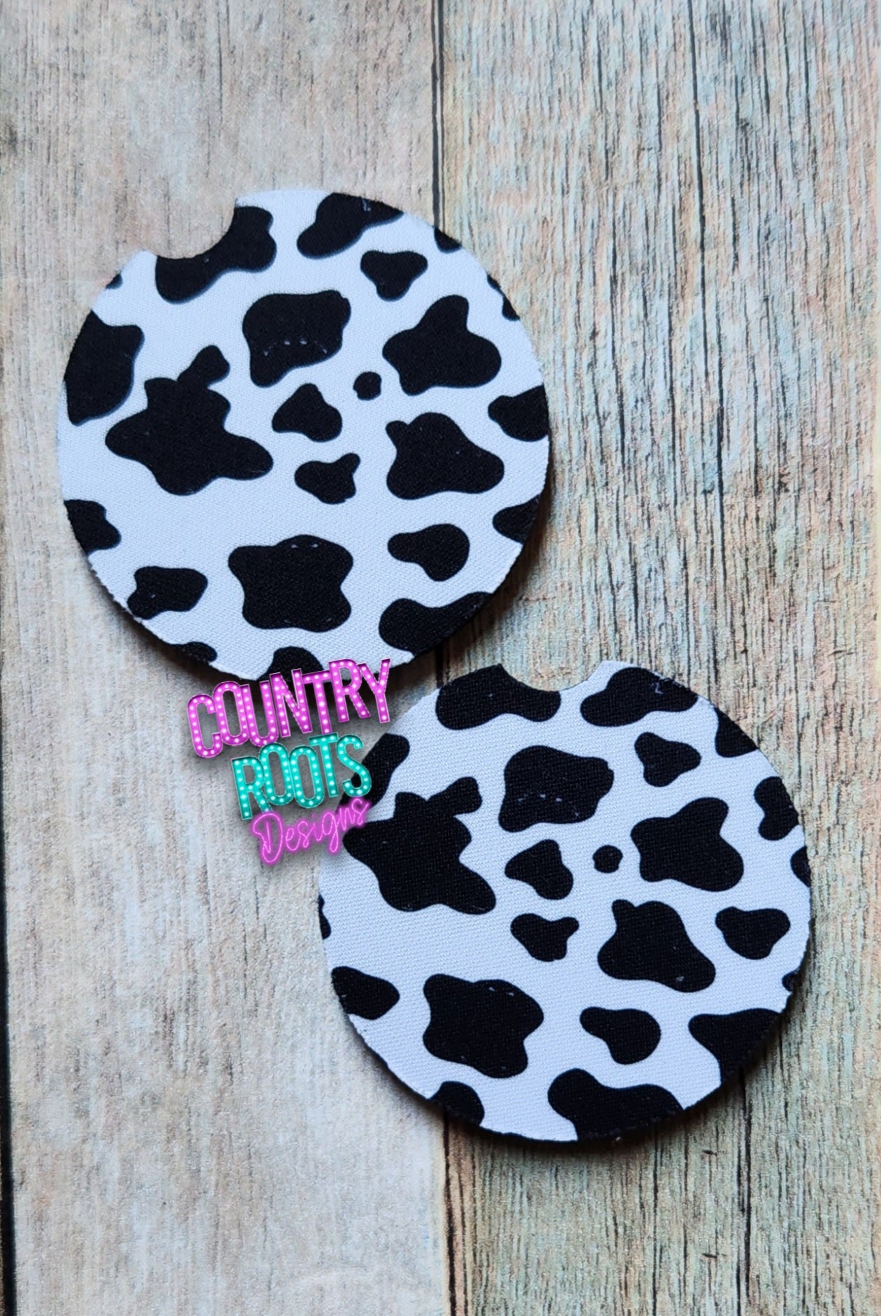 Cow Print Car Coasters