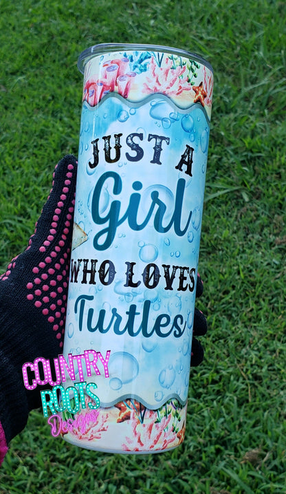 Just A Girl Who Loves Turtles 20oz Skinny Tumbler