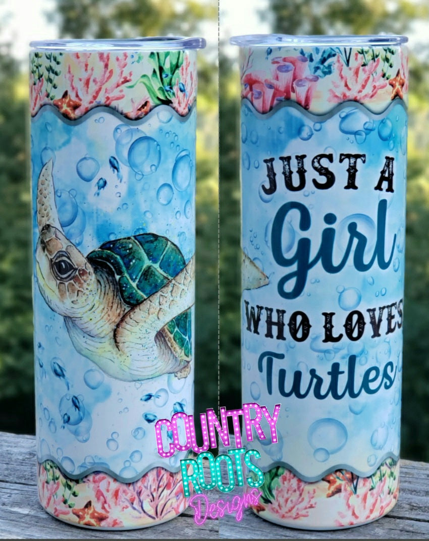 Just A Girl Who Loves Turtles 20oz Skinny Tumbler