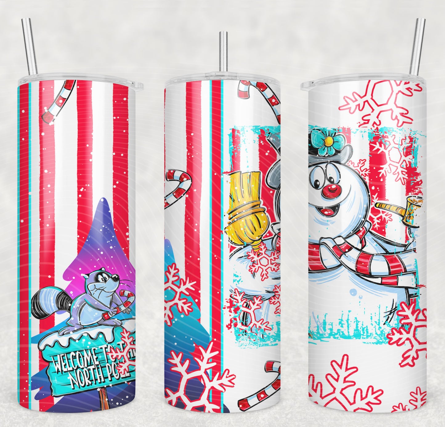 Christmas Snowman Selfie 20oz Skinny Tumbler