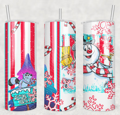 Christmas Snowman Selfie 20oz Skinny Tumbler