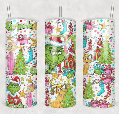 Christmas Grinch_ Selfie 20oz Skinny Tumbler