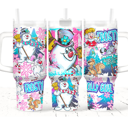 Christmas Snowman Selfie_ Grippy Tumbler