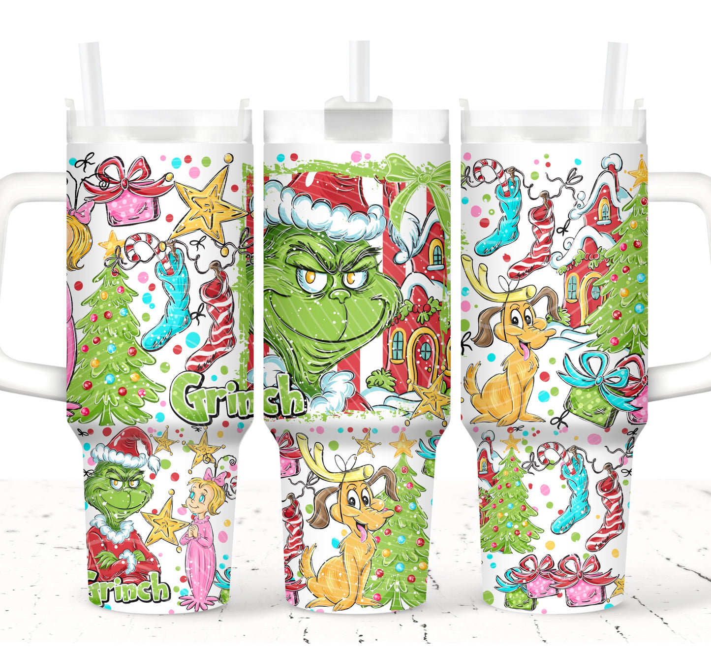 Christmas Grinch_ Selfie Grippy Tumbler