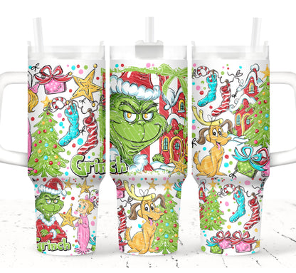 Christmas Grinch_ Selfie Grippy Tumbler