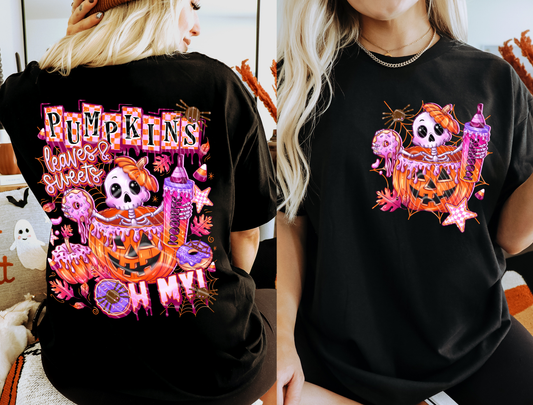 Pumpkins, Leaves, & Sweets OH MY Tee- Front & Back