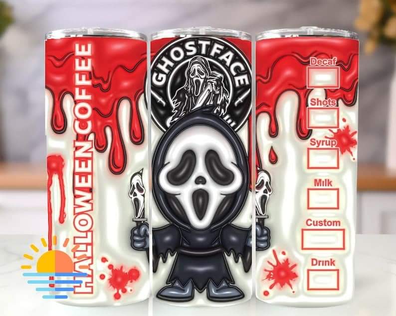 3D Ghost Face 20oz Skinny Tumbler