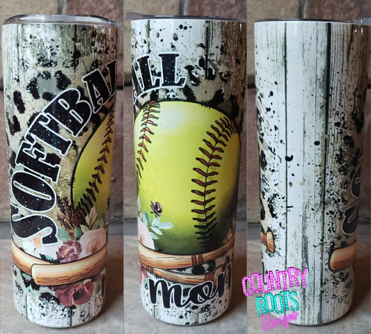 Softball Mom 20oz Skinny Tumbler