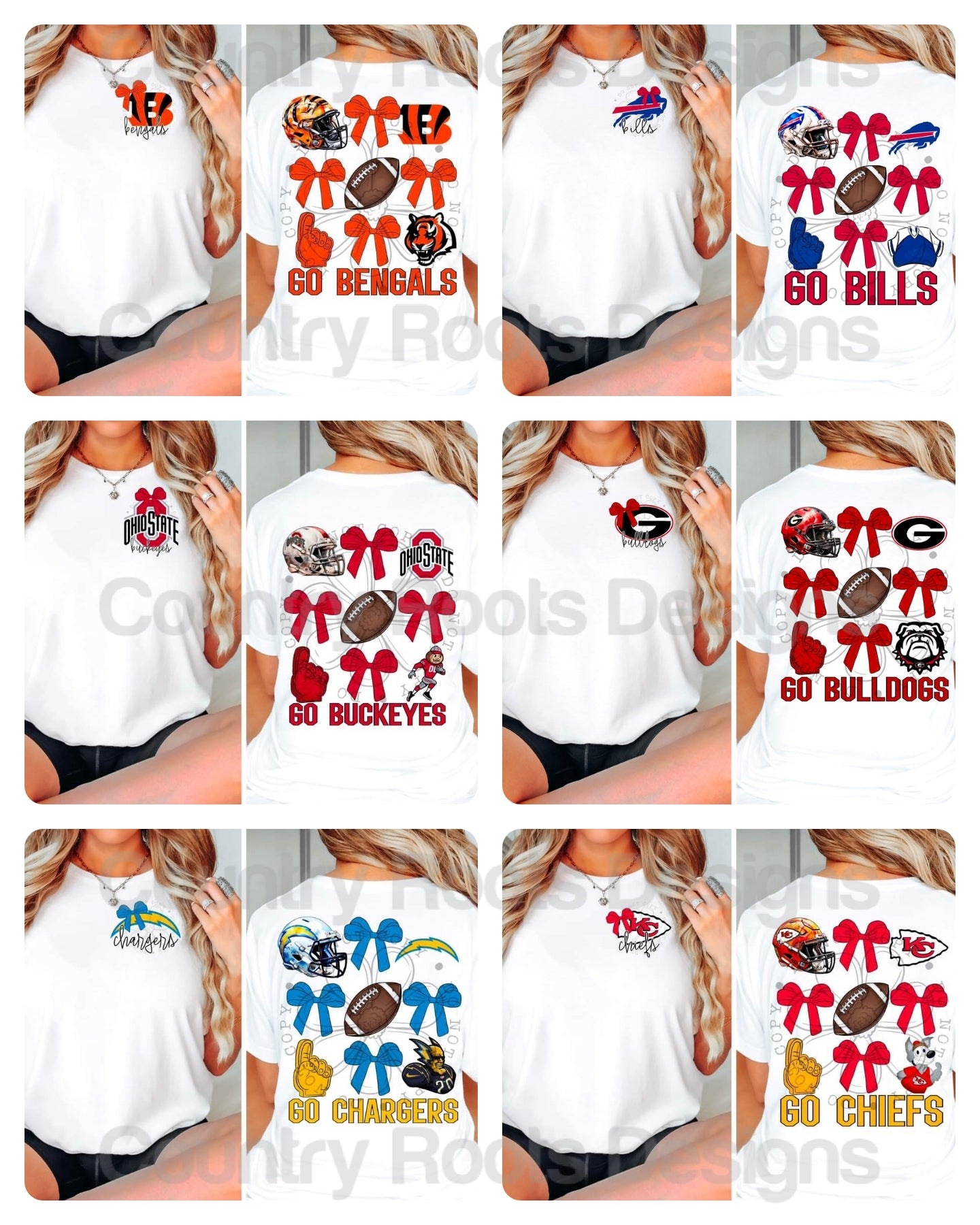 Football w/ Bows---PICK A TEAM