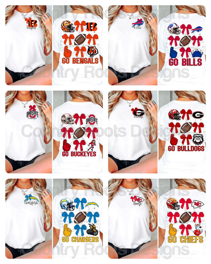 Football w/ Bows---PICK A TEAM