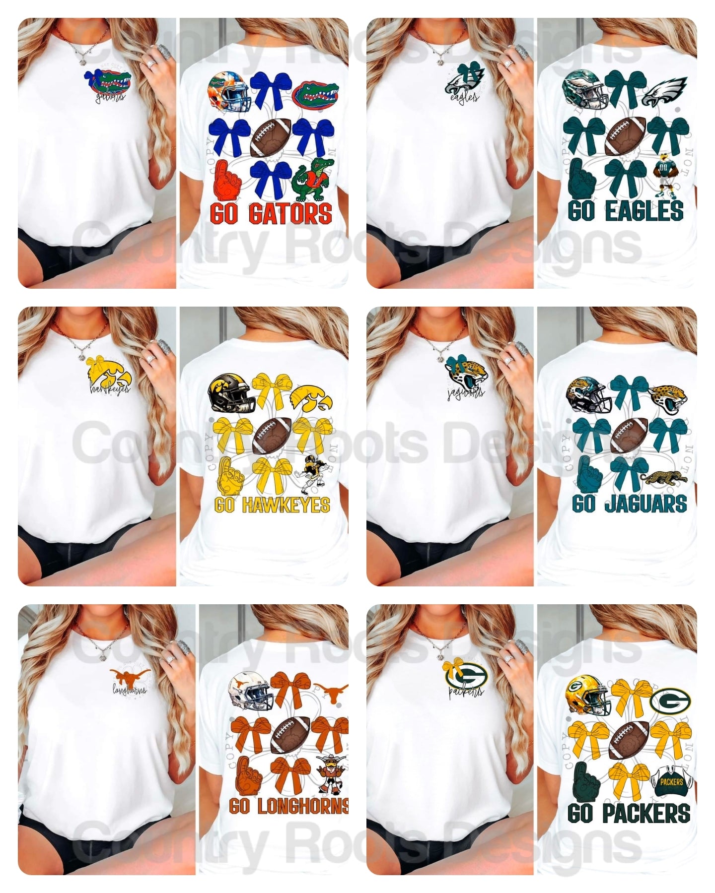 Football w/ Bows---PICK A TEAM