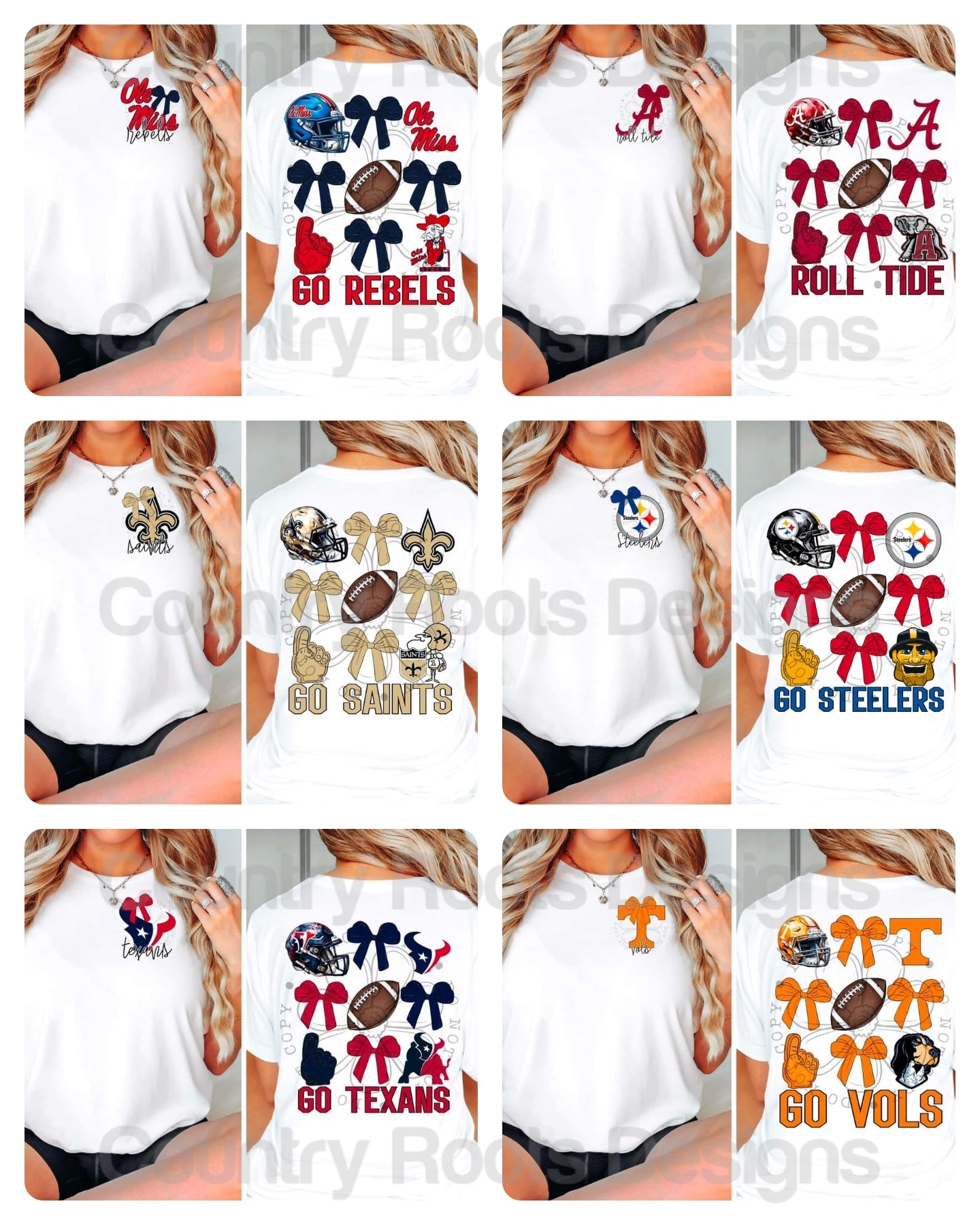 Football w/ Bows---PICK A TEAM