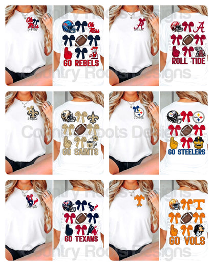Football w/ Bows---PICK A TEAM