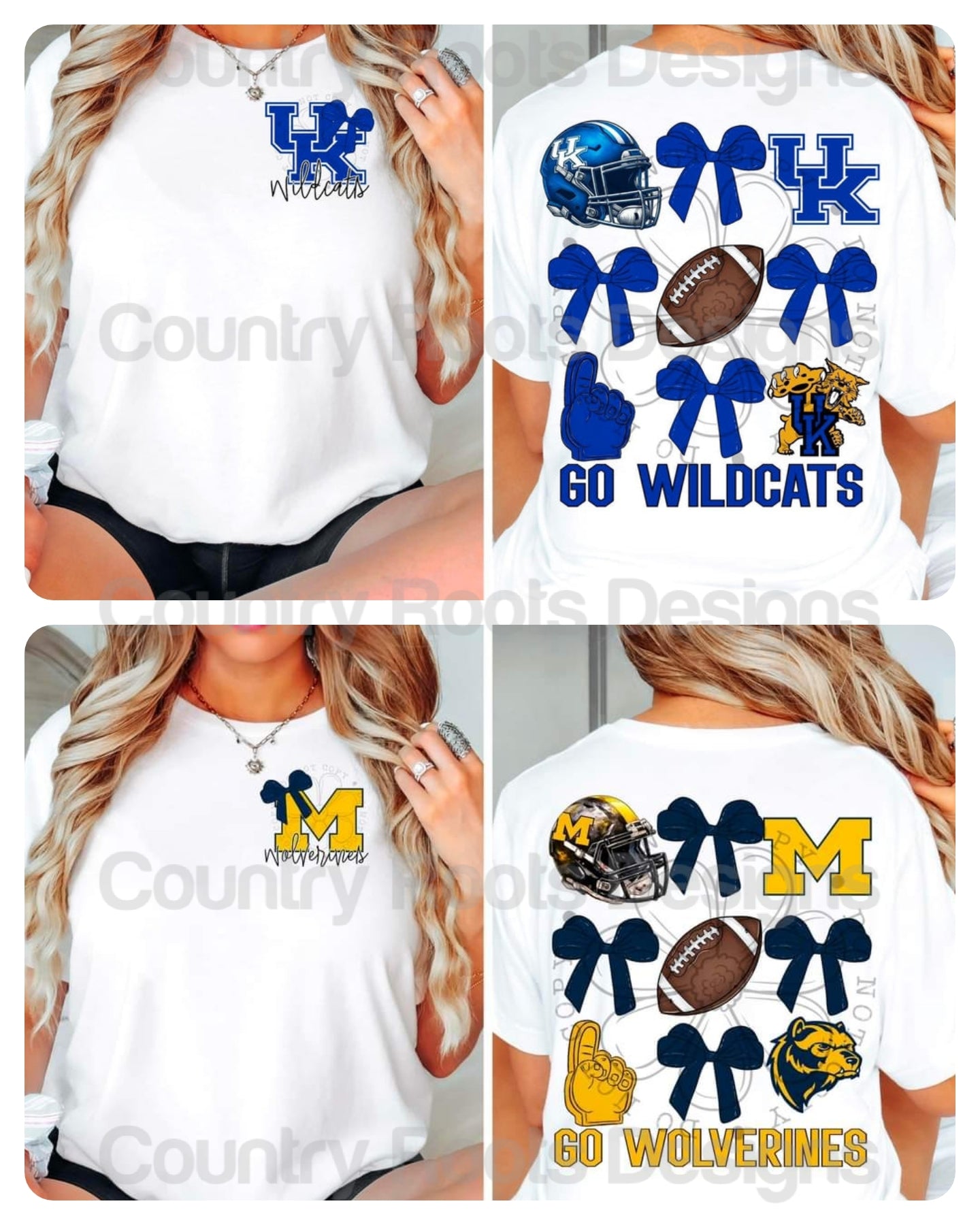 Football w/ Bows---PICK A TEAM