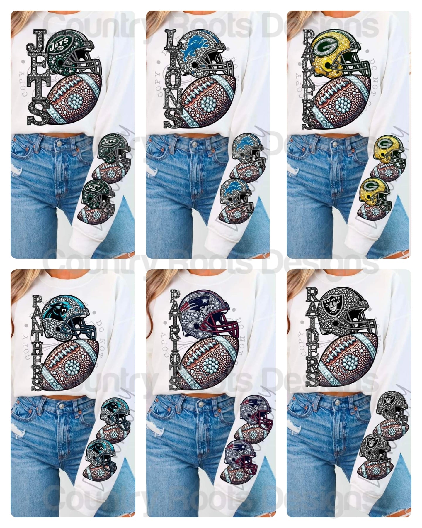 Rhinestone Football w/ Helmet Sleeve--PICK A TEAM