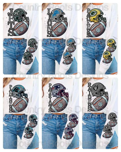 Rhinestone Football w/ Helmet Sleeve--PICK A TEAM