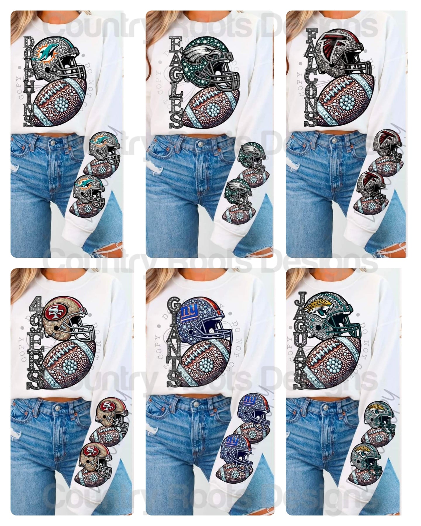 Rhinestone Football w/ Helmet Sleeve--PICK A TEAM