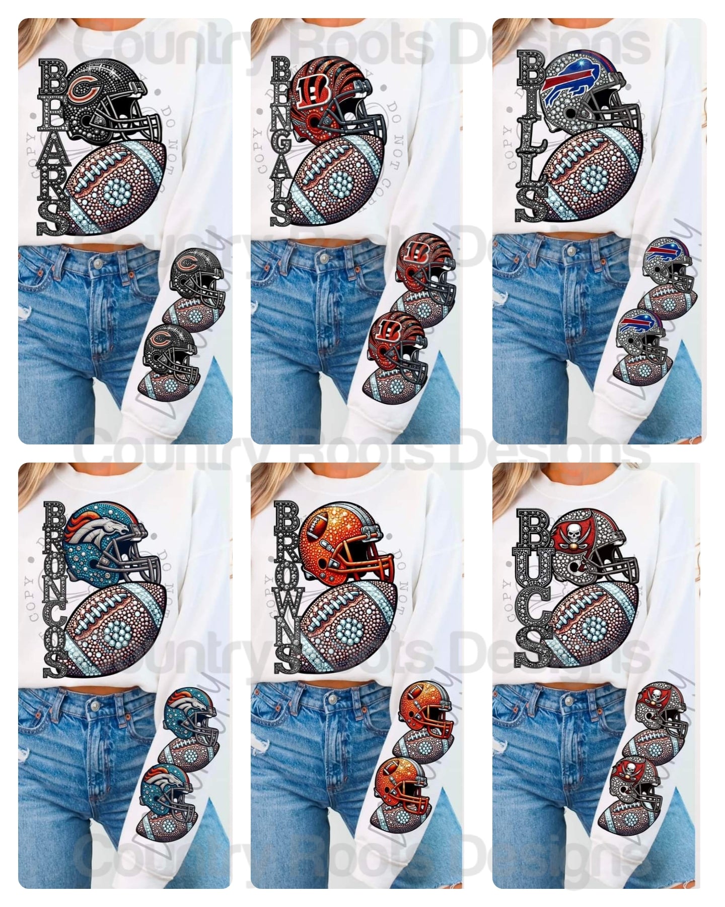 Rhinestone Football w/ Helmet Sleeve--PICK A TEAM