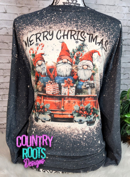 Merry Christmas Gnomes Truck- LS Tee