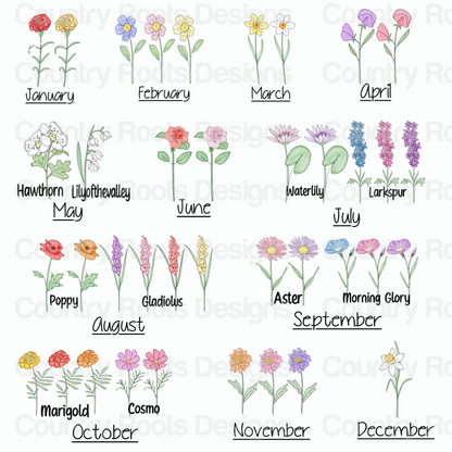 Custom Birth Month Flowers Tee