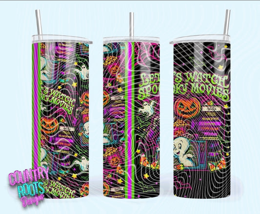 Let's Watch Spooky Movies 20oz Skinny Tumbler