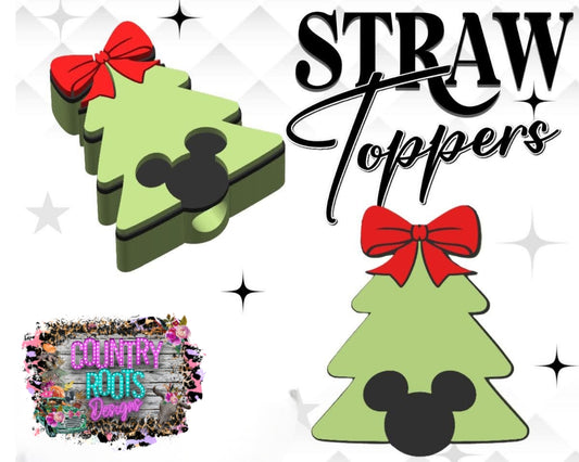 Christmas Tree Mouse 3D Straw Topper