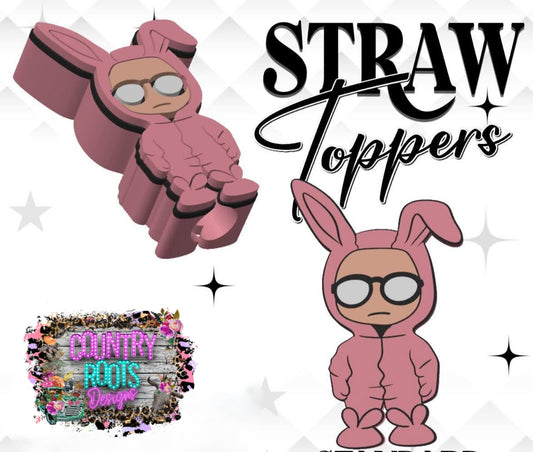 Christmas Story Bunny_ 3D Straw Topper