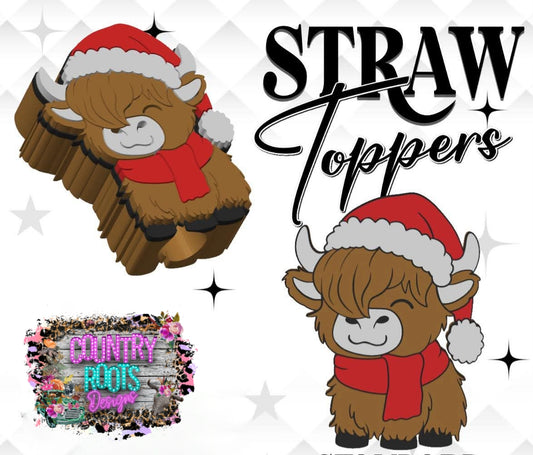 Christmas Cow 3D Straw Topper